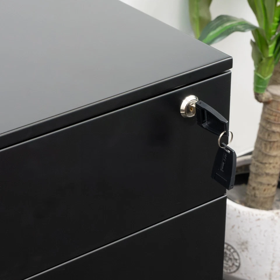 Desky GO Slimline Mobile Pedestal Steel 3 Drawer Filing Cabinet Lockable 19 kg - image 4 of 4