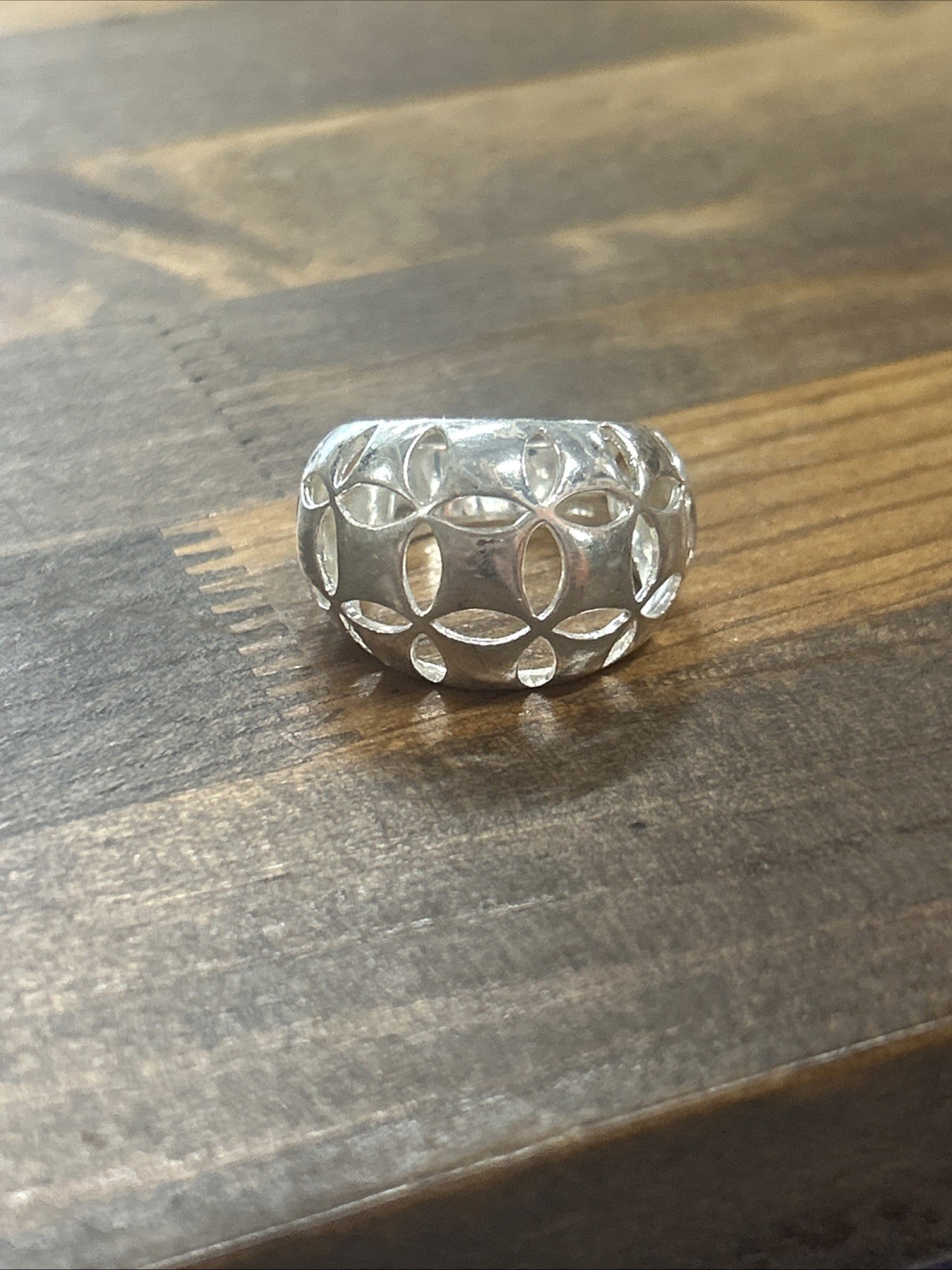 925 Circle Pattern Sterling Silver Ring Size 7.5 … - image 1