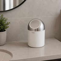 Baliv Kosmetikeimer 1,25 L Weiß Edelstahl Schwingdeckel Bad Wc MüLleimer