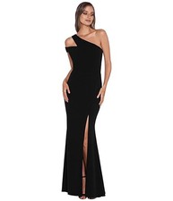 Xscape Size 2 Black Scuba Crepe One Shoulder Cocktail Formal Maxi Gown Dress ￼