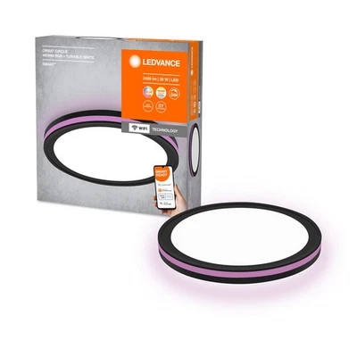 LEDVANCE LED Smart+ Orbis Circle nero Ø46 cm 28 W 2700 lm RGBW 2700K-6500K dimmerabile WiFi