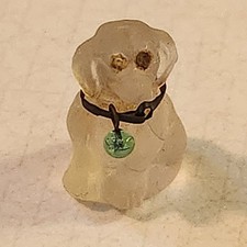 Antique Czech Frosted Glass Dog Charm Cracker Jack Gumball Prize - Missing Eye