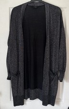 Yours Luxury Black Sparkly Glittery Stretch Silver Fleck Open Cardigan Sze 18/20