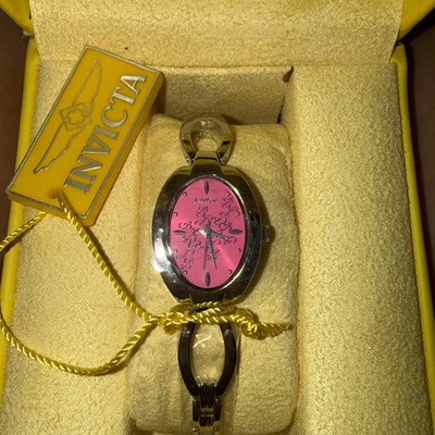 Invicta Women's Silver Wristwatch Pink Floral Dial w/ Box & Papers