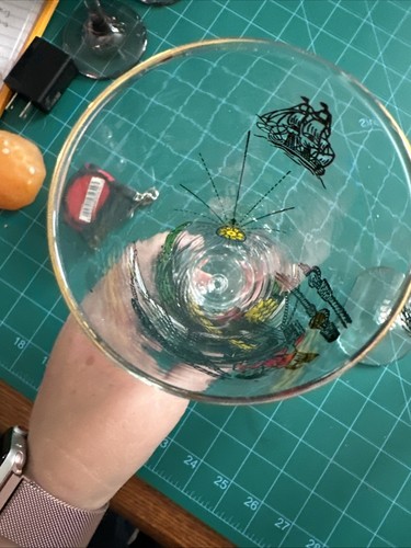 Libbey TREASURE ISLAND 8 1/2" Pilsner Glass Pirate Ship 1950's Barware - Picture 11 of 11