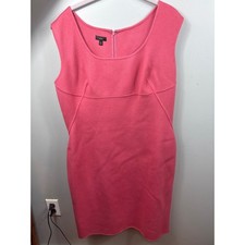 Talbots Pink Wool Blend Sheath Dress Womens 16 Sleeveless Career Preppy