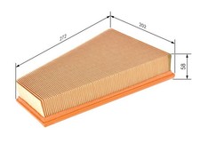Image of BOSCH 1457433555 Air Filter 272mm Length Insert 58mm Height Fits Citroën Peugeot
