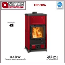 Le Nordique FEDORA.16 Poêle Bois Revetement Faïence 8,3 Kw Bordeaux 3000820