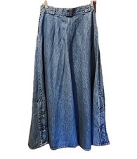 VTG 80s 90s Ruff Hewn Maxi Skirt Denim Western Prairie Cowgirl Boho Womens Sz 8