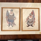 J.F. Martin Civil War Cartoon Print Set – Union & Confederate Figures Framed
