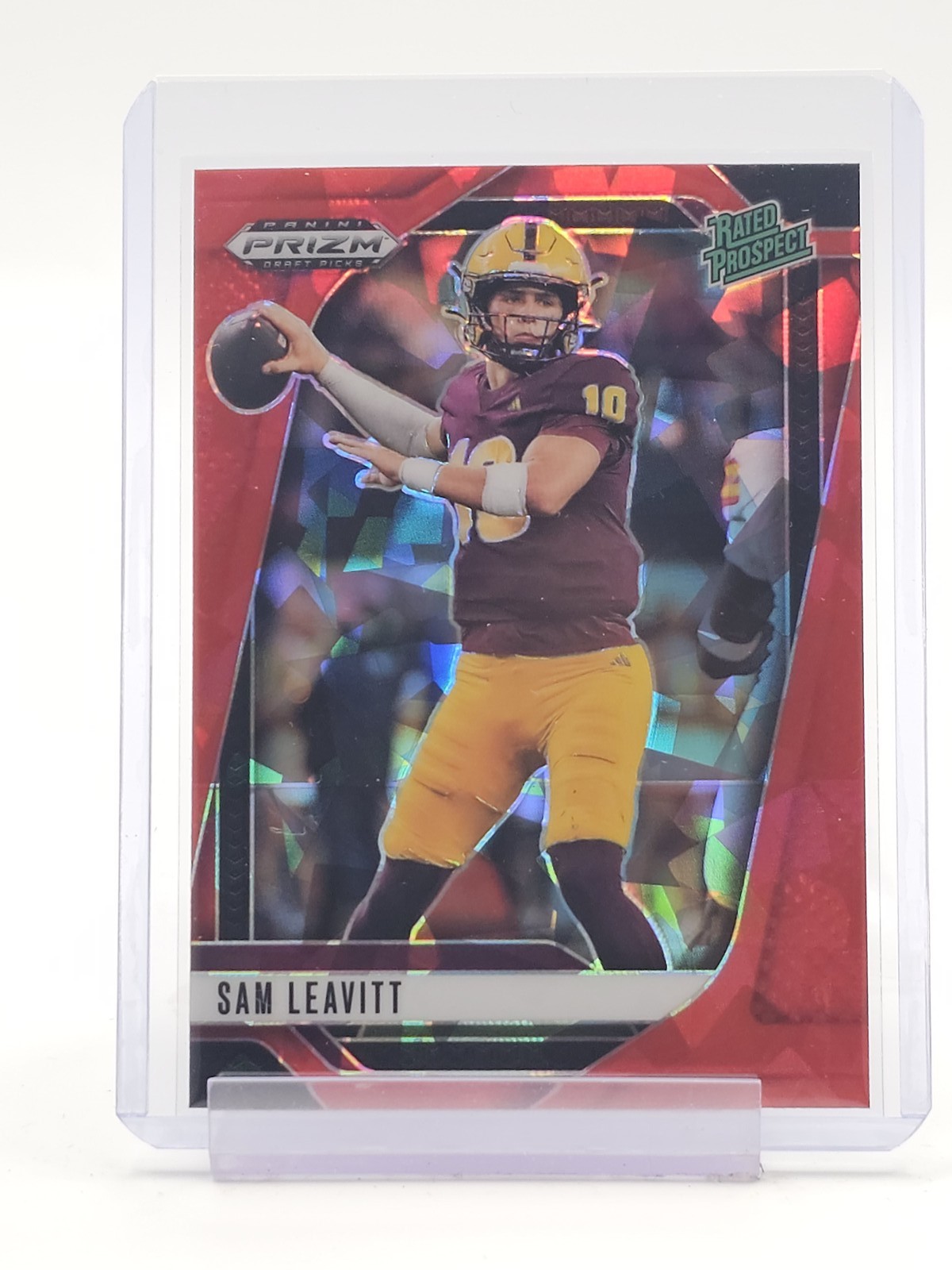 SAM LEAVITT 2025 PRIZM DRAFT PICKS RED ICE RATED PROSPECT #6 ARIZONA STATE Q3976