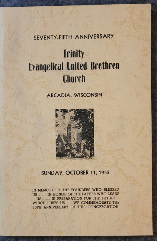 Arcadia Wisconsin 1953 Trinity Evangelical United Brethren Church 75th Anniv