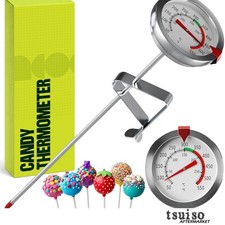 Stainless Steel Deep Fry Thermometer with Pot Clip - Fast Accurate Readings