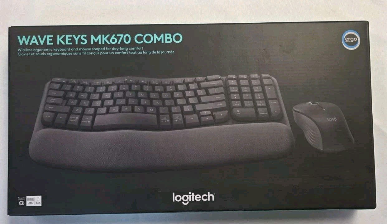 New Logitech Wave Keys MK670 Combo, Wireless Ergonomic Keybo
