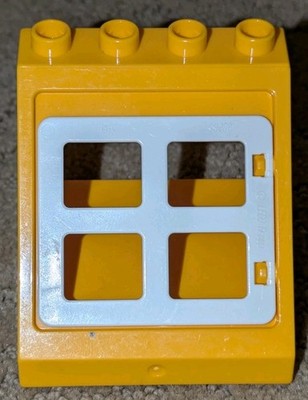 Lego Bright Light Orange Duplo Roof Sloped 4x4x3 White Window Pane Opening 27396