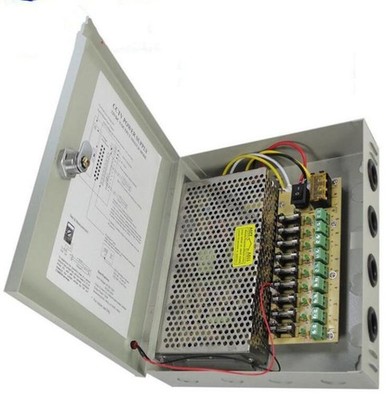 Switch Power Supply Box 9CH Ports 12V DC 20A for CCTV Security Camera 100-260V