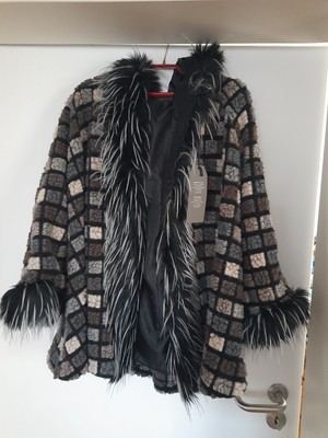 Schöne Damen Wolljacke mit Kapuze Gr. L , Made In Italy , Ungetragen 