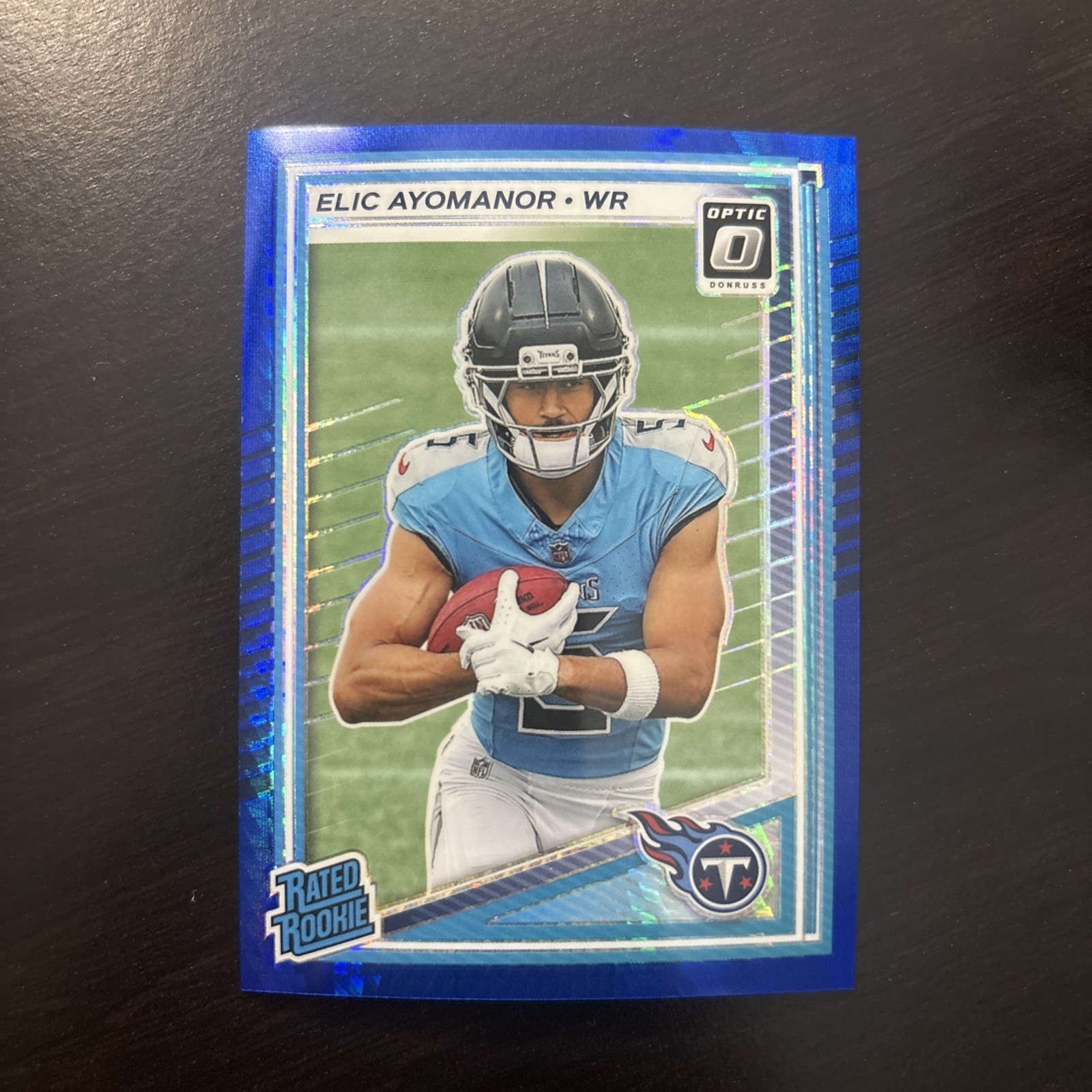 Elic Ayomanor 2025 Donruss Optic Rated Rookie Blue Hyper #235 Tennessee Titans 