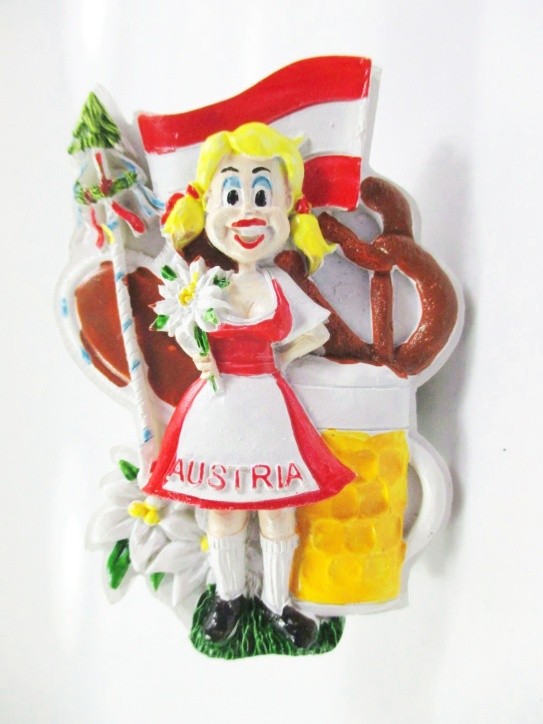 Austria Magnet Poly Souvenir Austria Girls Beer Edelweiss Flag
