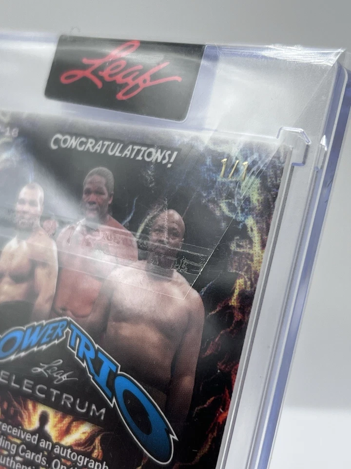 Leaf Power Trio Autographs Mike Tyson Riddick Bowe Ray Mercer 1/1 - Image 3 of 3