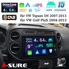 DAB+ Für VW Tiguan 5N GOLF Plus 8-Core Android 15 Carplay RDS GPS Navi Autoradio