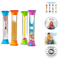 Set of 4 Multicolored Sensory Fidget Tubes - Kids' Anxiety Relief Toys