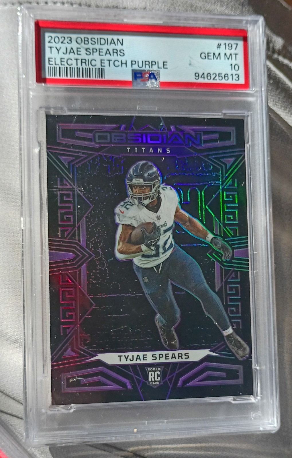 2023 Panini Obsidian - Tyjae Spears #197 Electric Etch Purple /75 (RC)