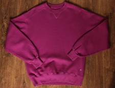 Vintage 90s Russell Athletic High Cotton Sweatshirt Blank Purple Made in USA L