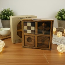 5 Wooden Puzzles Gift Set In A Wooden Box