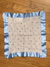 Aden + Anais Light Blue Tan/Beige Stars Muslin & Satin Security Blanket /Lovey