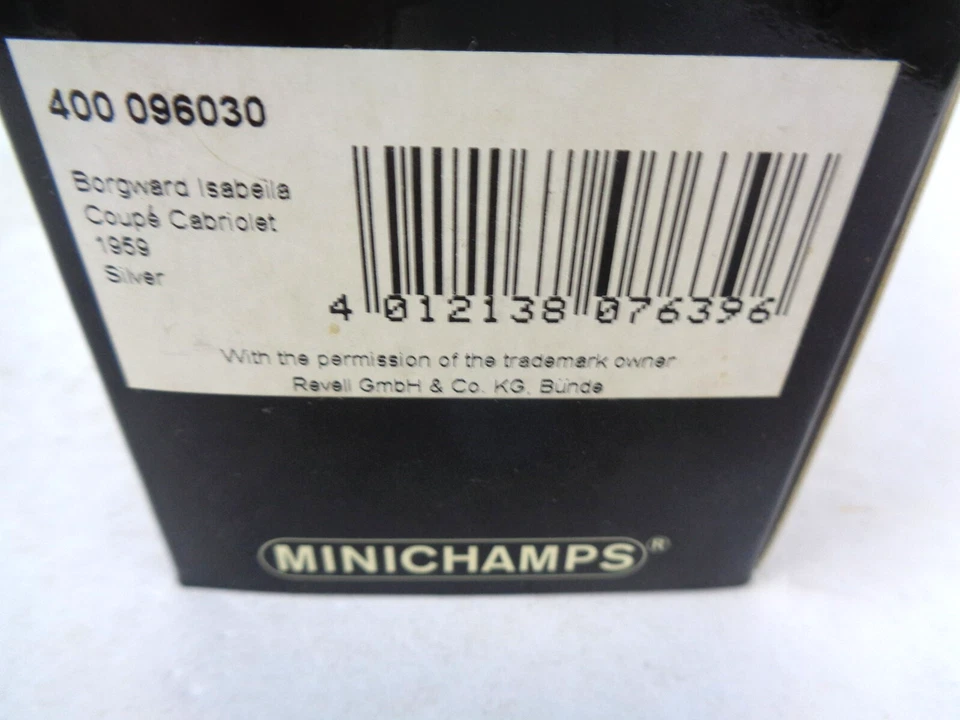 Coche Minichamps Borgward Isabella cupé descapotable 1959 plateado escala 1/43 en caja Foto 4 de 4