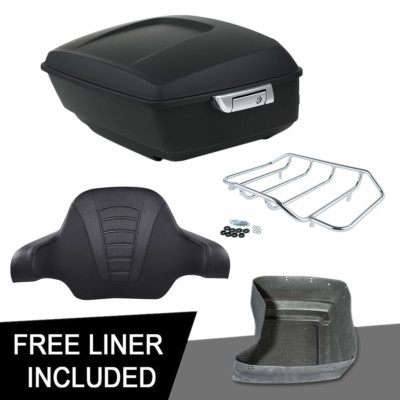 Matte King Pack Trunk Backrest Top Rack Fit For Harley Touring Road Glide 14-24