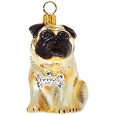 Joy To The World Collectibles - Pug Fawn Hand Painted Glass Poland
