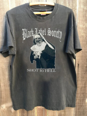 90s KOOL Vintage Tshirts Belton USA製 墨黒 Black Label Society Shot To Hell 90s Charcoal short sleeve T shirt