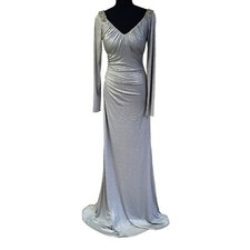 EUC David Meister beaded rhinestone evening wedding cocktail dress, S