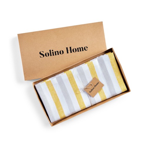 Solino Home 100% Pure Linen Tablecloth for Fall Dining Kitchen Sorrento Stripe - Picture 19 of 34