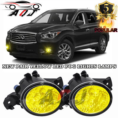 New Pair of Yellow Fog Lights Lamps Front Bumper For INFINITI QX60 2014-2015 US