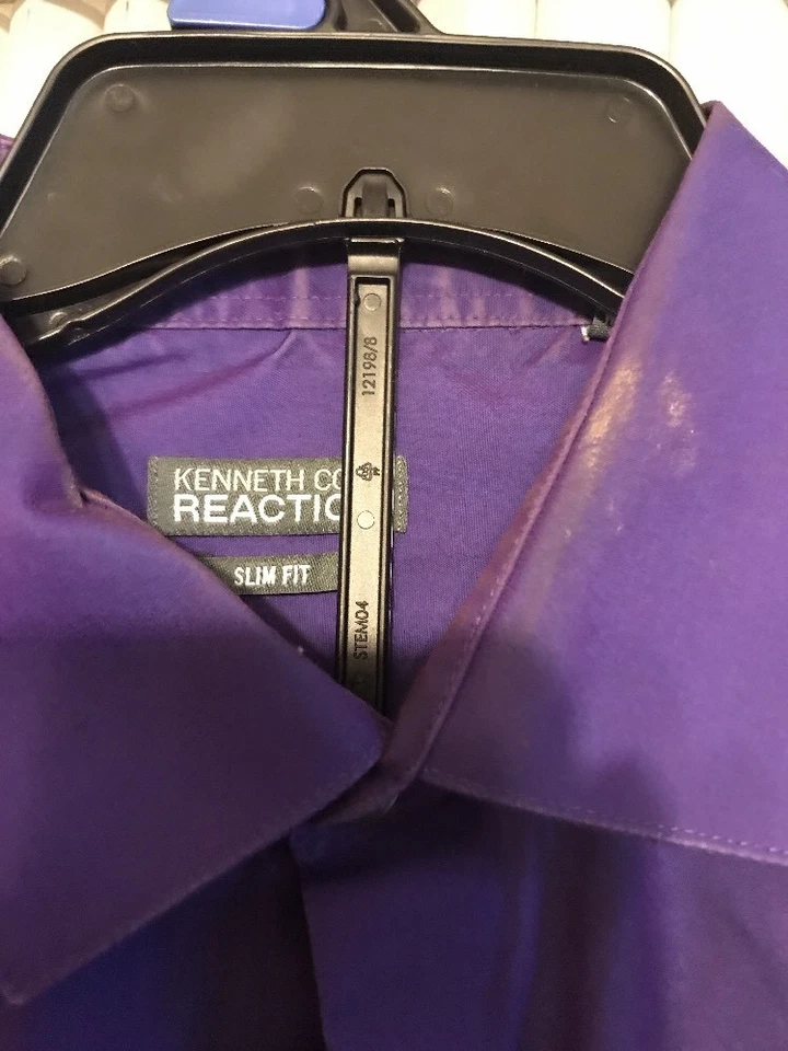 Рубашка Kenneth Cole Slim Fit мужская с длинным рукавом размер 17 36-37 фиолетовая доставка N 24h - Изображение 2 из 4