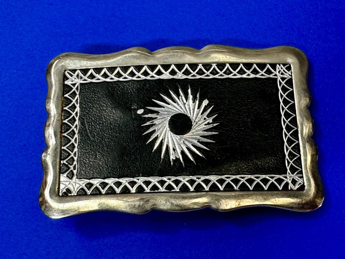 Starburst Vintage Etched Black & Silver Tone Rectangular  display picture 1