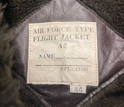 Air Force Type Flight Jacket A-2 Brown Leather Bomber Jacket Size