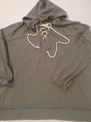 Freeloader Women's Medium Green 3/4 Sleeve Pullover Hoodie 50%Cotton 50%Modal