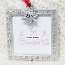 2023 CHRISTMAS TREE ORNAMENT PHOTO PICTURE FRAME HOLIDAY GLAM SQUARE W/SNOWFLAKE