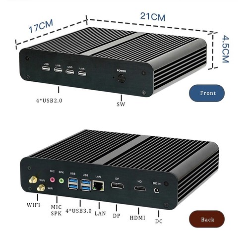 Fanless Intel i7-1255U Windows 11 Pro Mini PC 32/64GB RAM 1/2TB NVMe 4K 8K WIFI6 - Picture 3 of 6