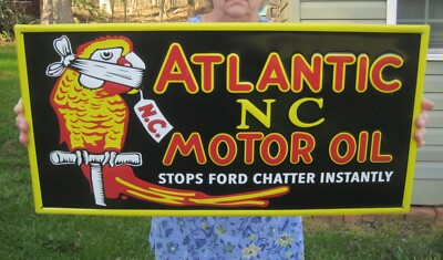 #ad Atlantic NC Motor Oil Sign North Carolina Polly Parrot Gas Oil Service Station $49.00