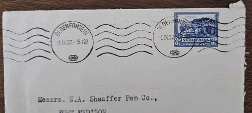 1937 South Africa to USA cover Groote Schuur 3d Bloemfontein to Ft. Madison Iowa - Picture 4 of 5