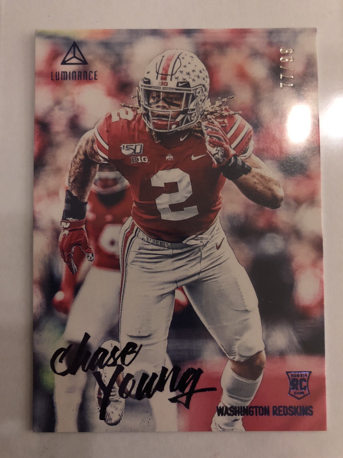 2020 Panini Luminance Chase Young #106 Redskins Ohio State Blue Parallel RC /99