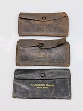 Vintage Leather Farmers Bank Checkbook Registers With Records from 1919