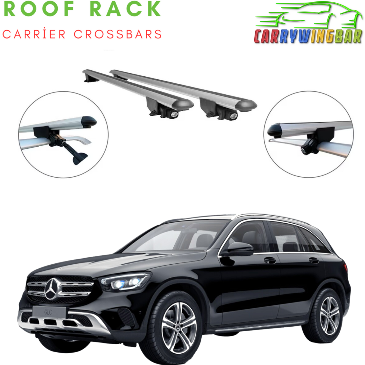 Fits Mercedes GLC Class 2016-2023 Roof Rack Cross Bars Silver