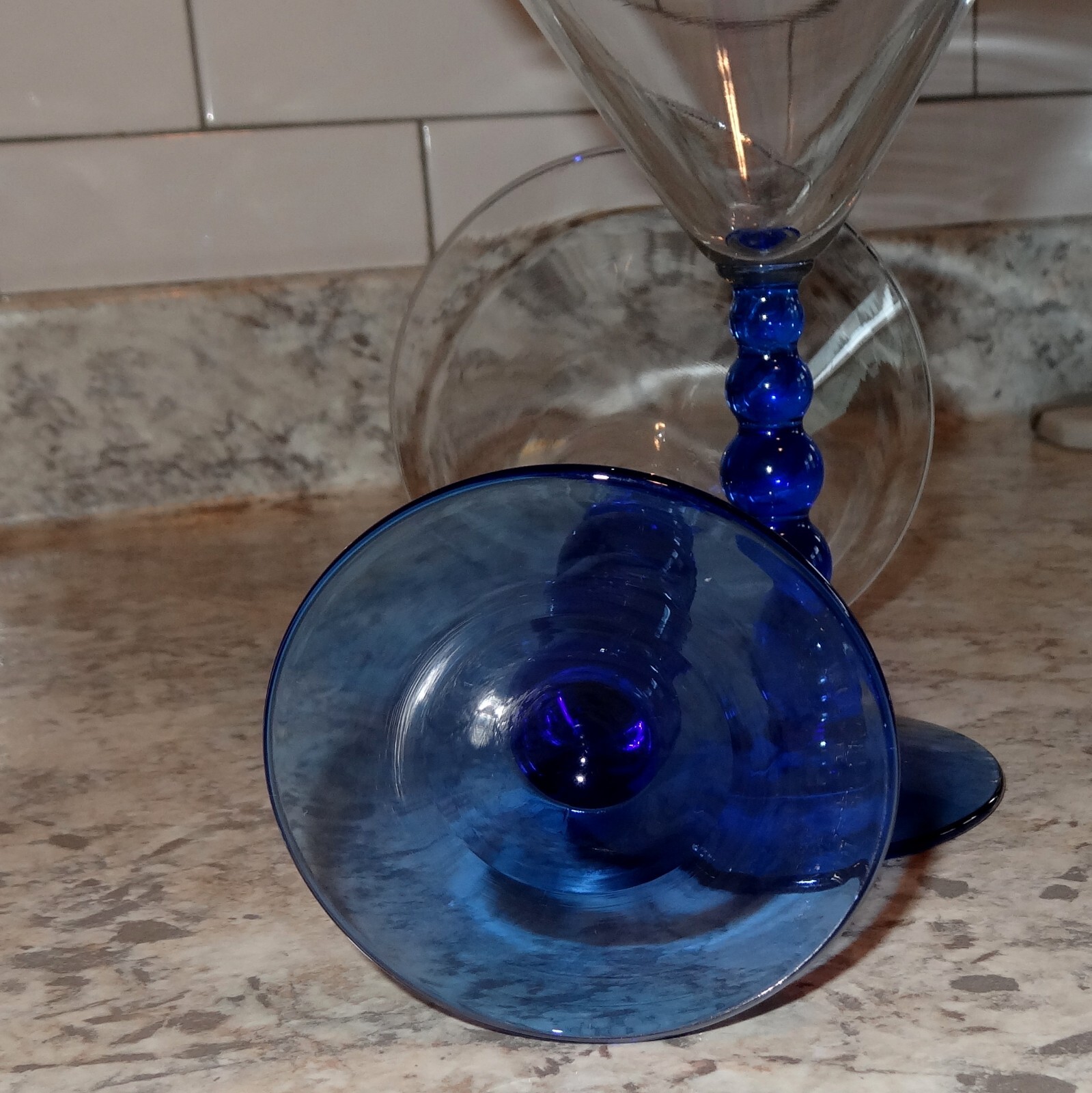 *2* Vintage Libbey Martini Cocktail Glasses Metropolis Cobalt Blue Rare