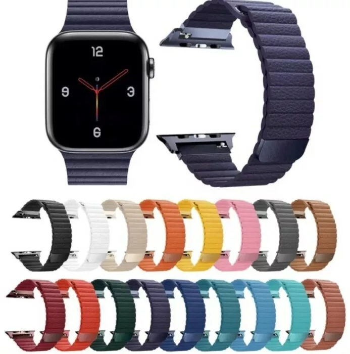 Apple Watch Premium Soft Leather Loop Strap Strong Magnetic Closure Watch  Band